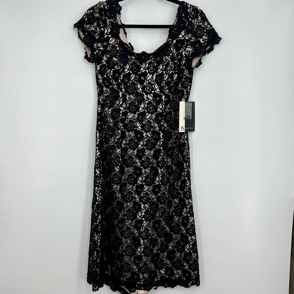 NWT JS Boutique Floral Lace Sequins Embroidered Cocktail Bodycon Sheath Dress 6 - Picture 1 of 8